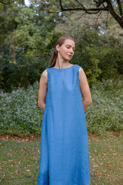 Cynthia Linen Dress Element Blue
