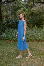 Cynthia Linen Dress Element Blue