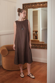 Cynthia Linen Dress Cocoa