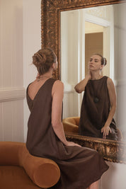 Cynthia Linen Dress Cocoa