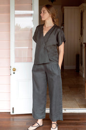 Paris Linen Pants Charcoal