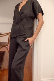 Paris Linen Pants Charcoal