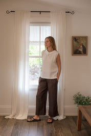 Celine Linen Top Warm White