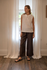Celine Linen Top Warm White