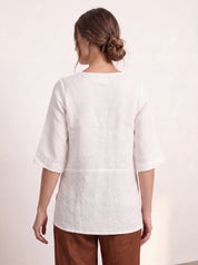 Adele Linen Top Warm White