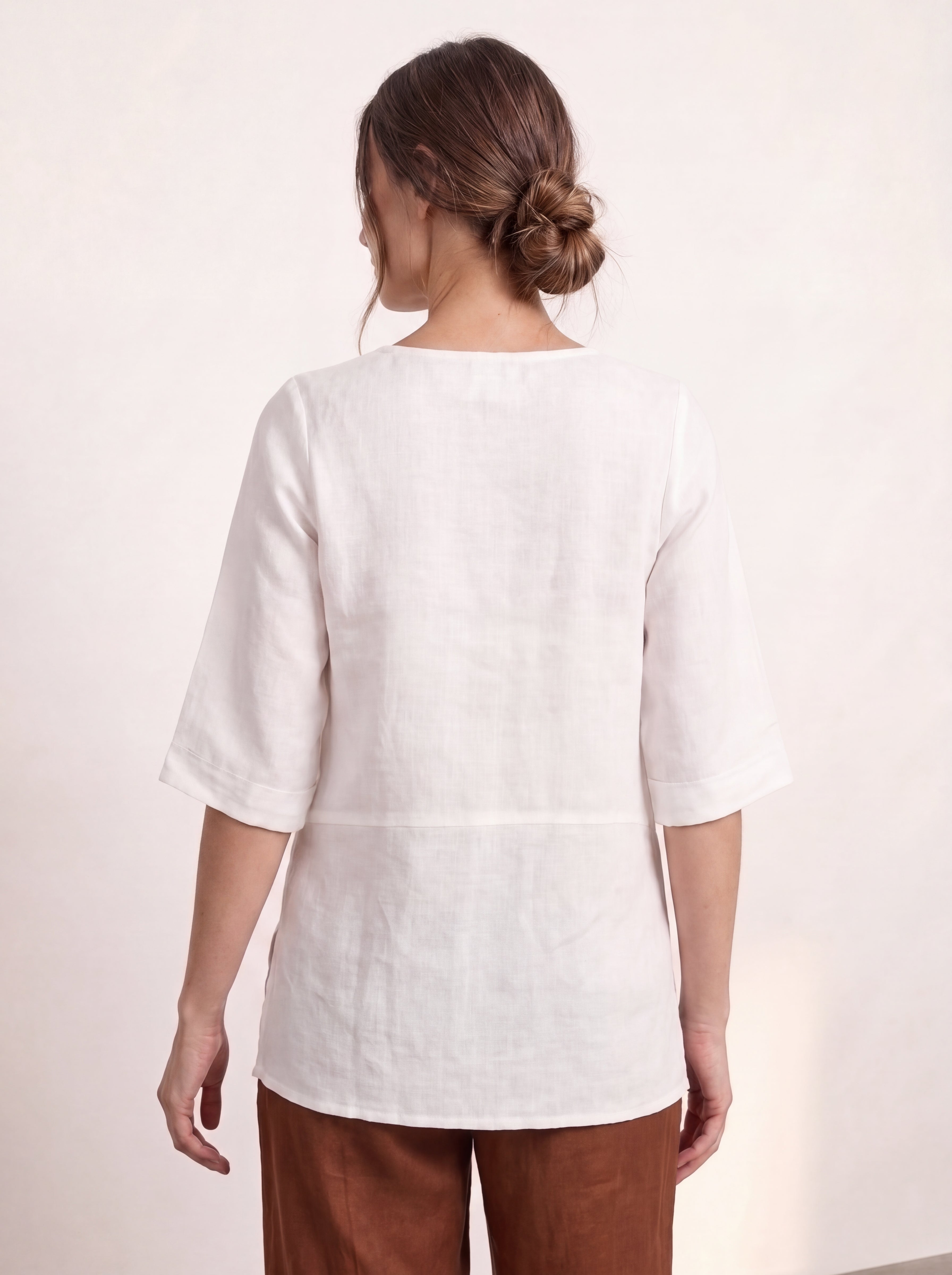 Adele Linen Top Warm White