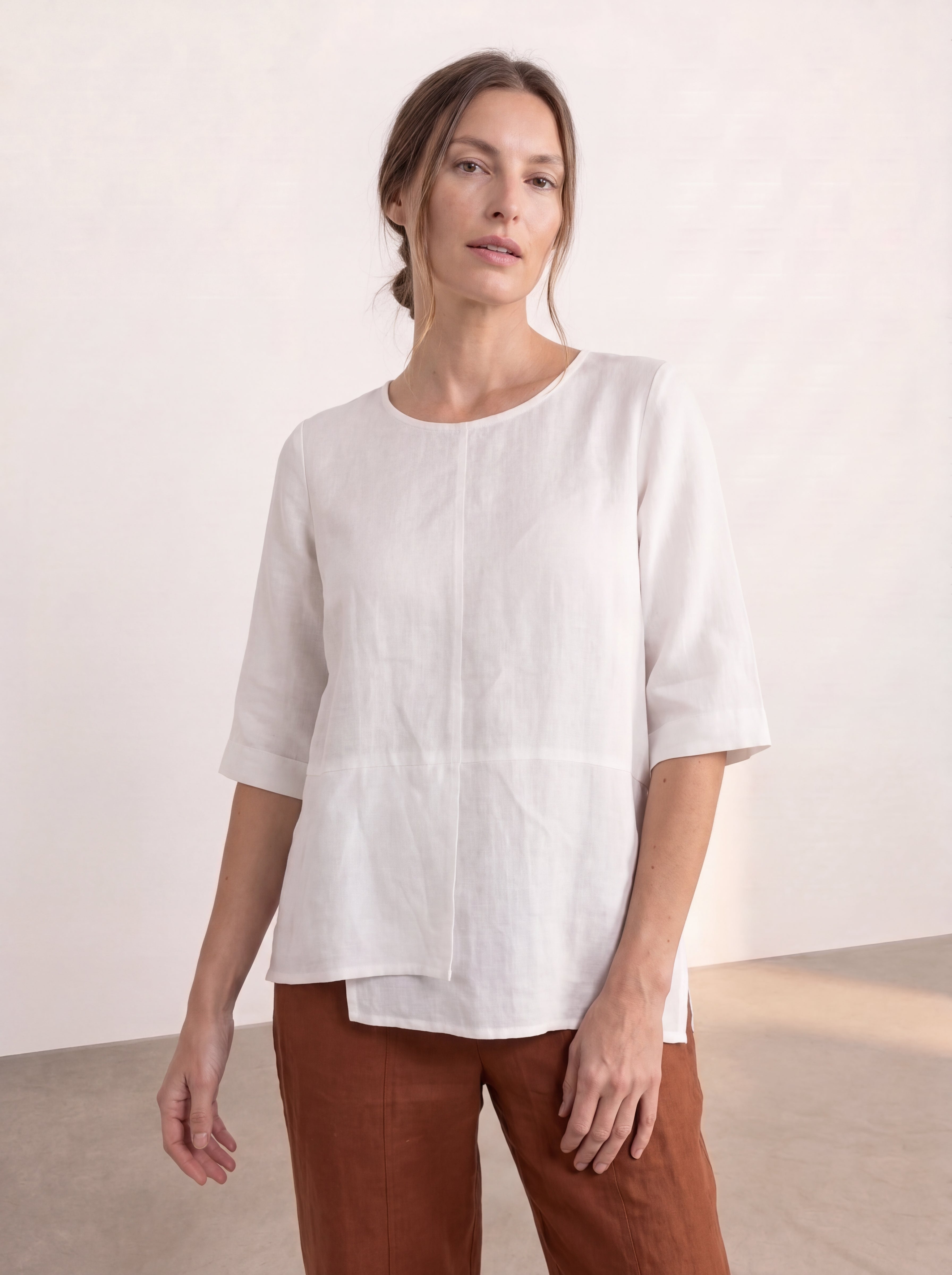 Adele Linen Top Warm White