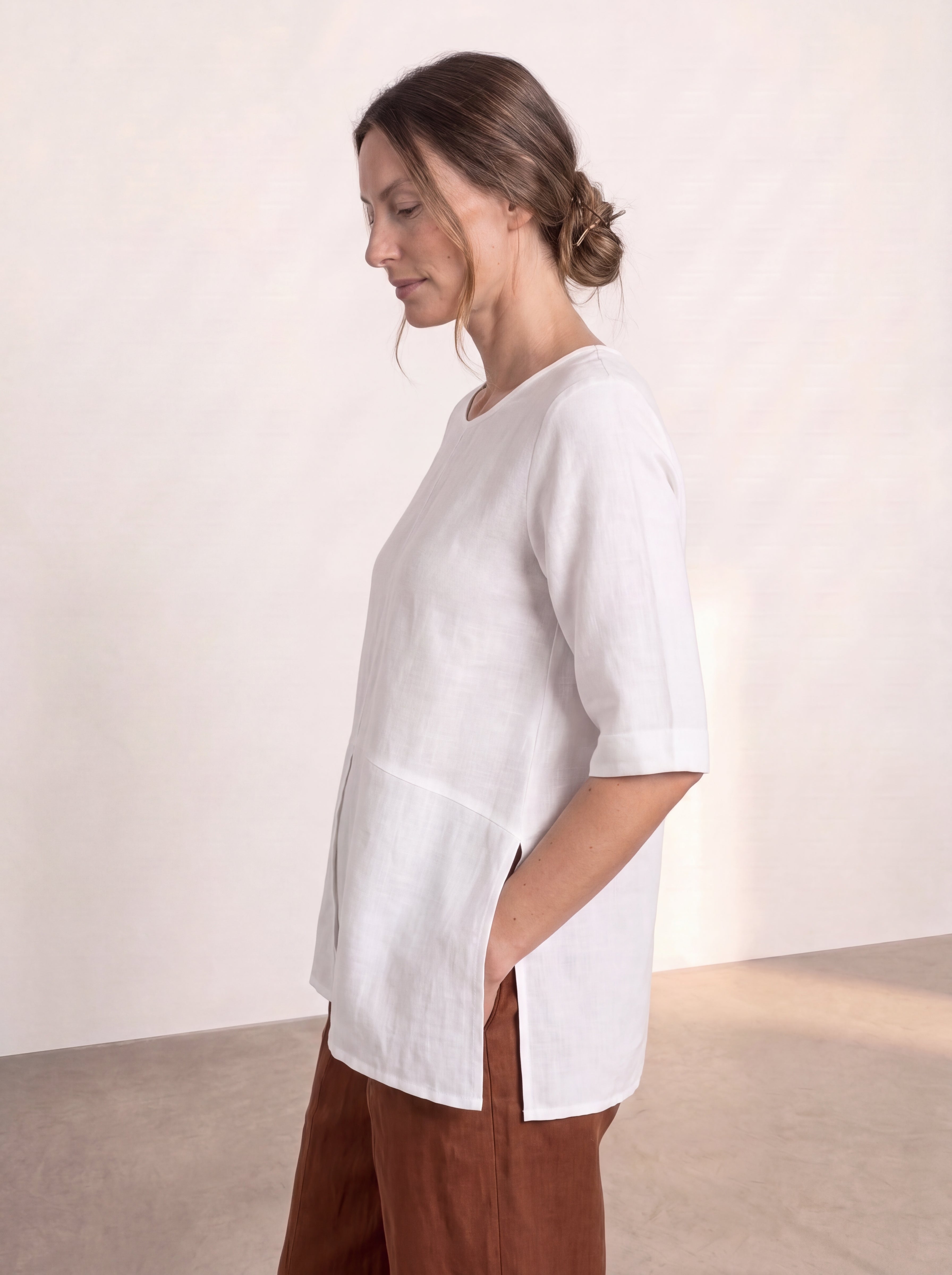 Adele Linen Top Warm White