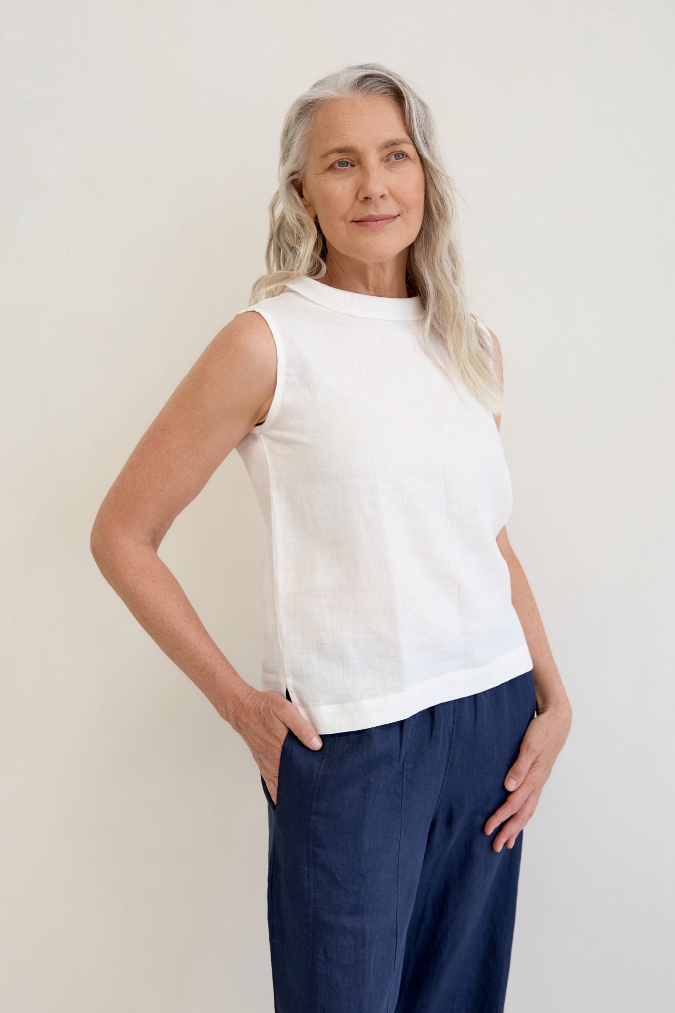 Celine Linen Top Warm White