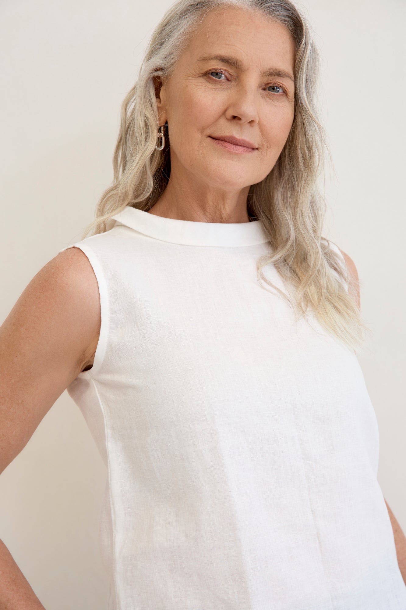 Celine Linen Top Warm White
