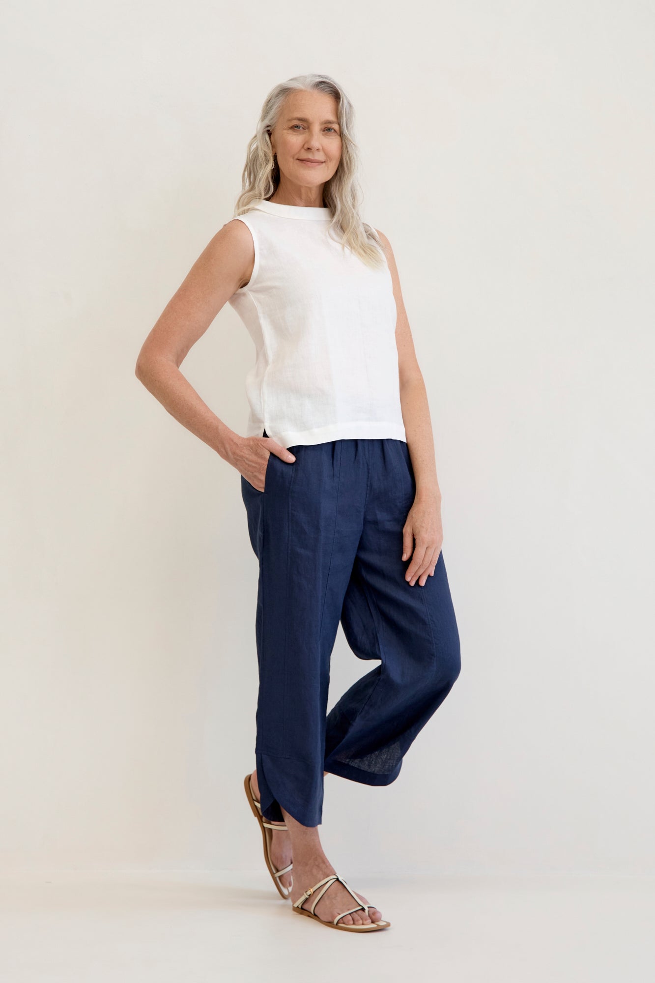 Celine Linen Top Warm White