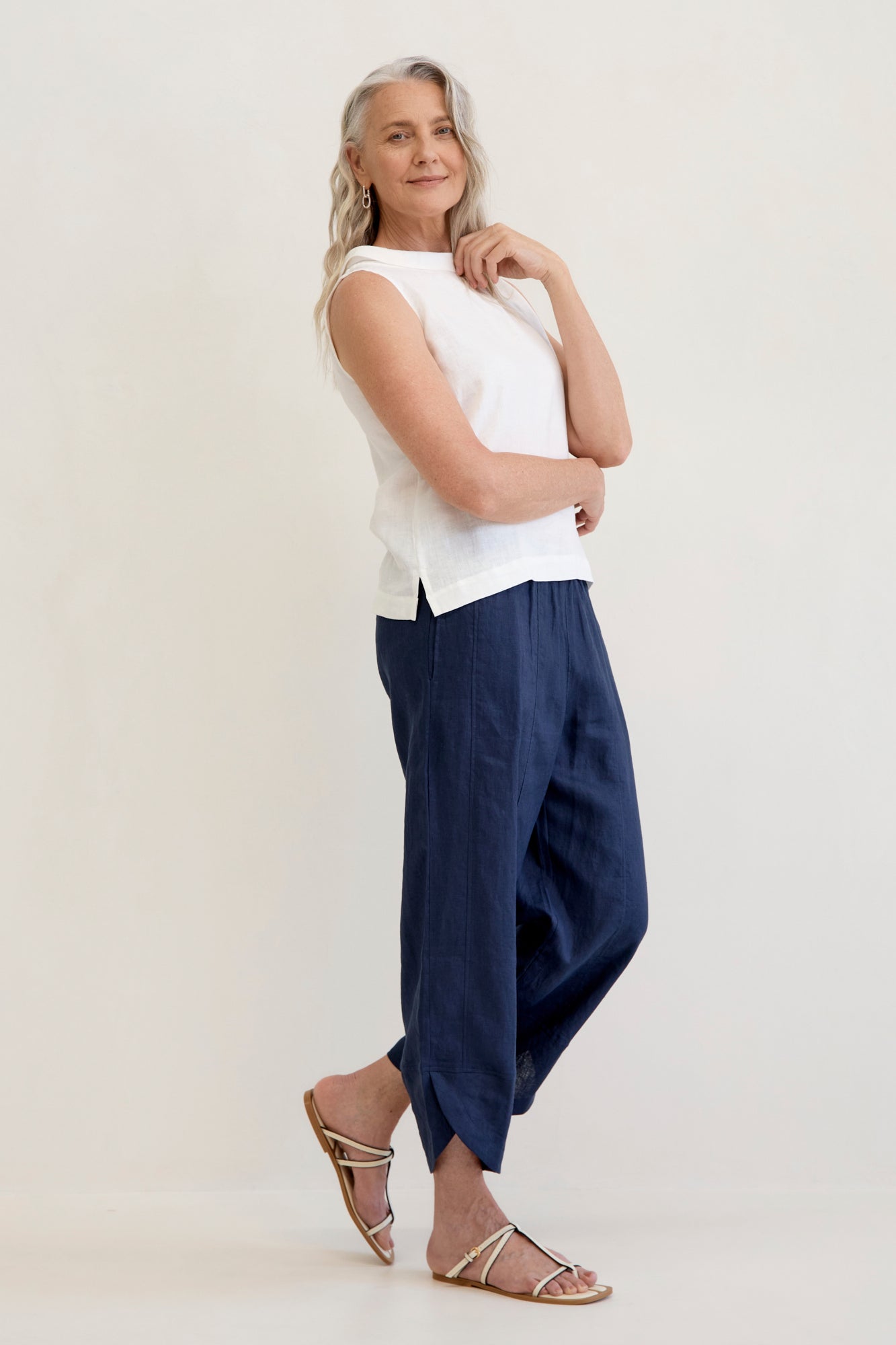 Celine Linen Top Warm White