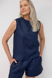 Venice Linen Shorts Navy