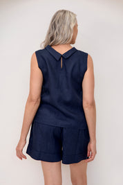 Venice Linen Shorts Navy