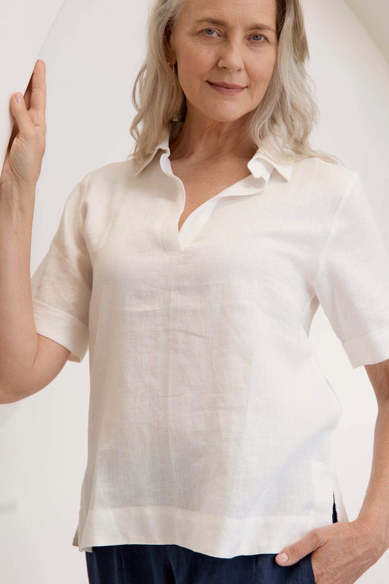 Tana Linen Top Warm White