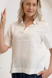 Tana Linen Top Warm White