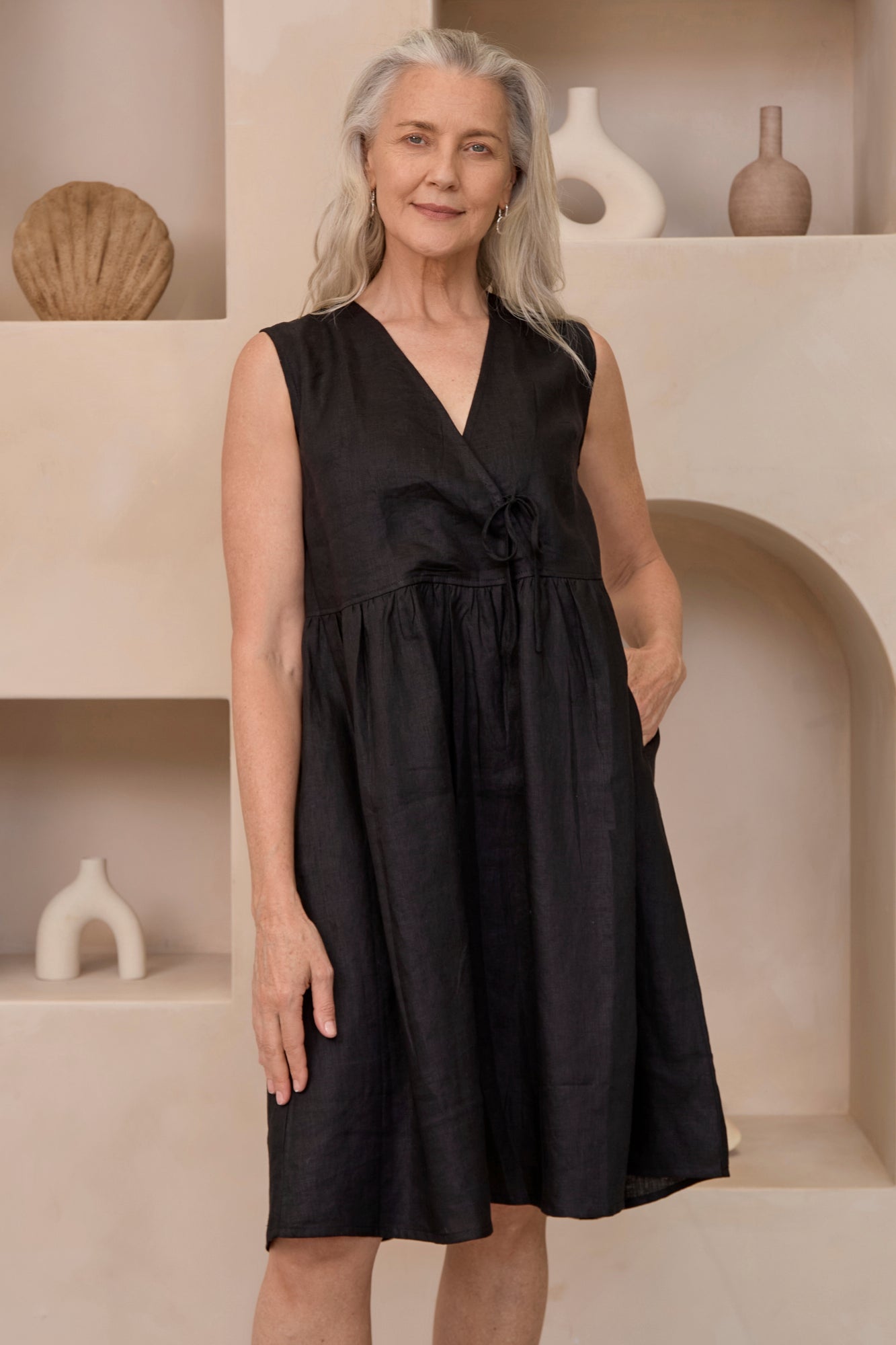 Tatum Linen Dress Black