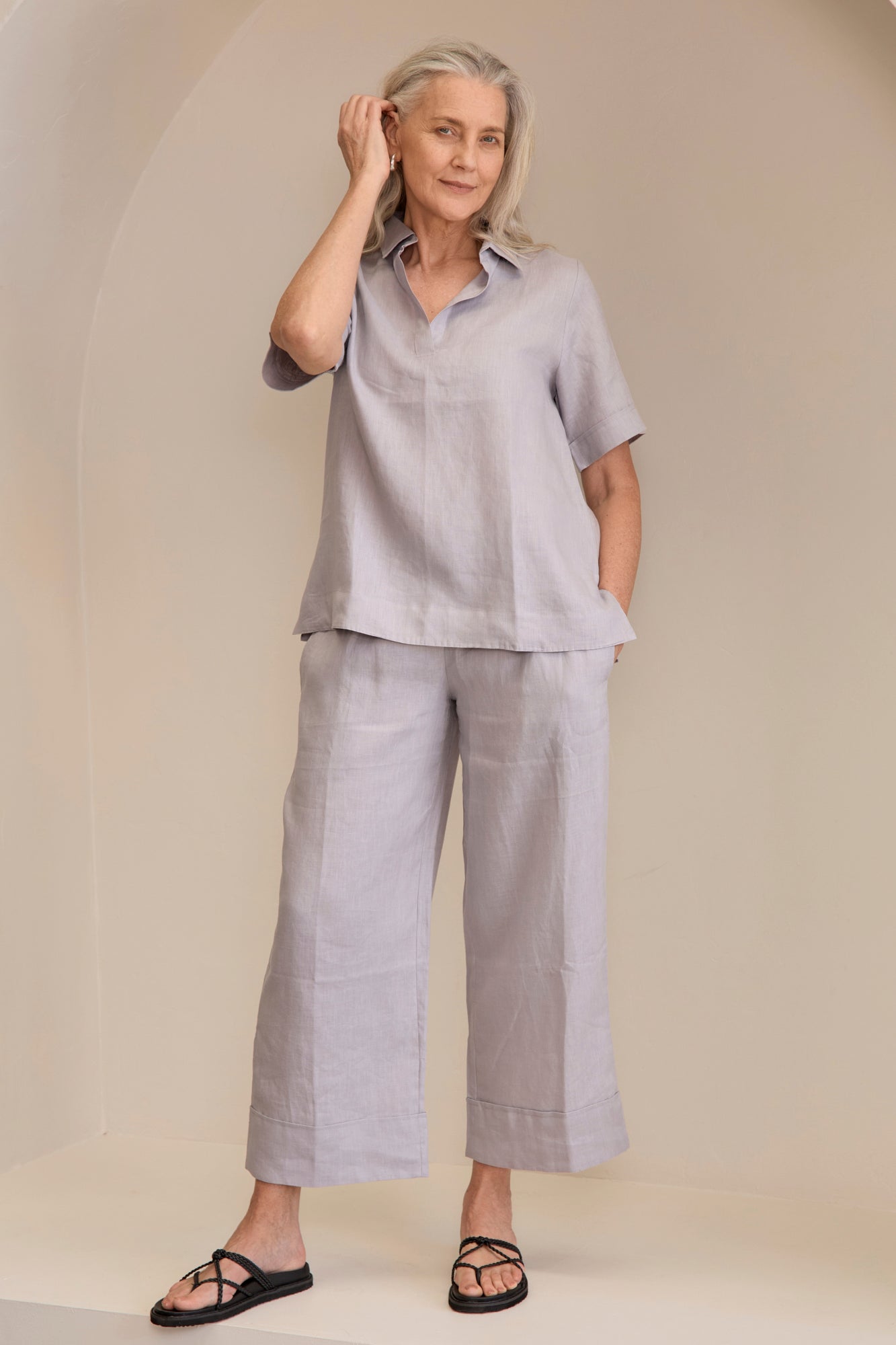 Paris Linen Pants Silver