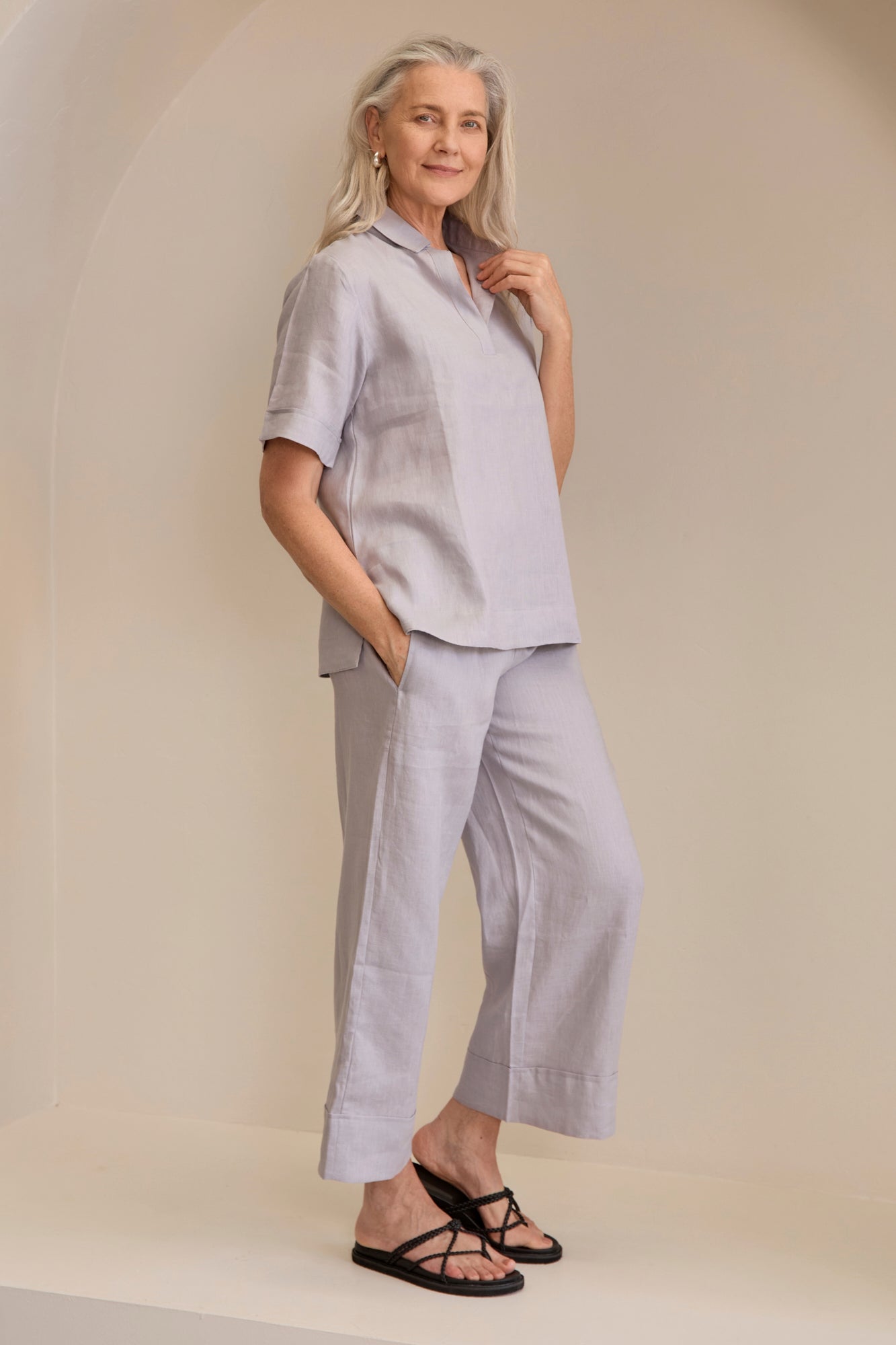 Paris Linen Pants Silver