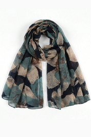 Navy Abstract Floral Scarf elegantly arranged.