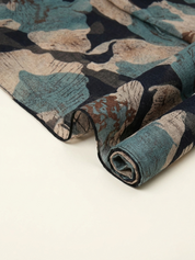 Navy Abstract Floral Scarf elegantly draped.