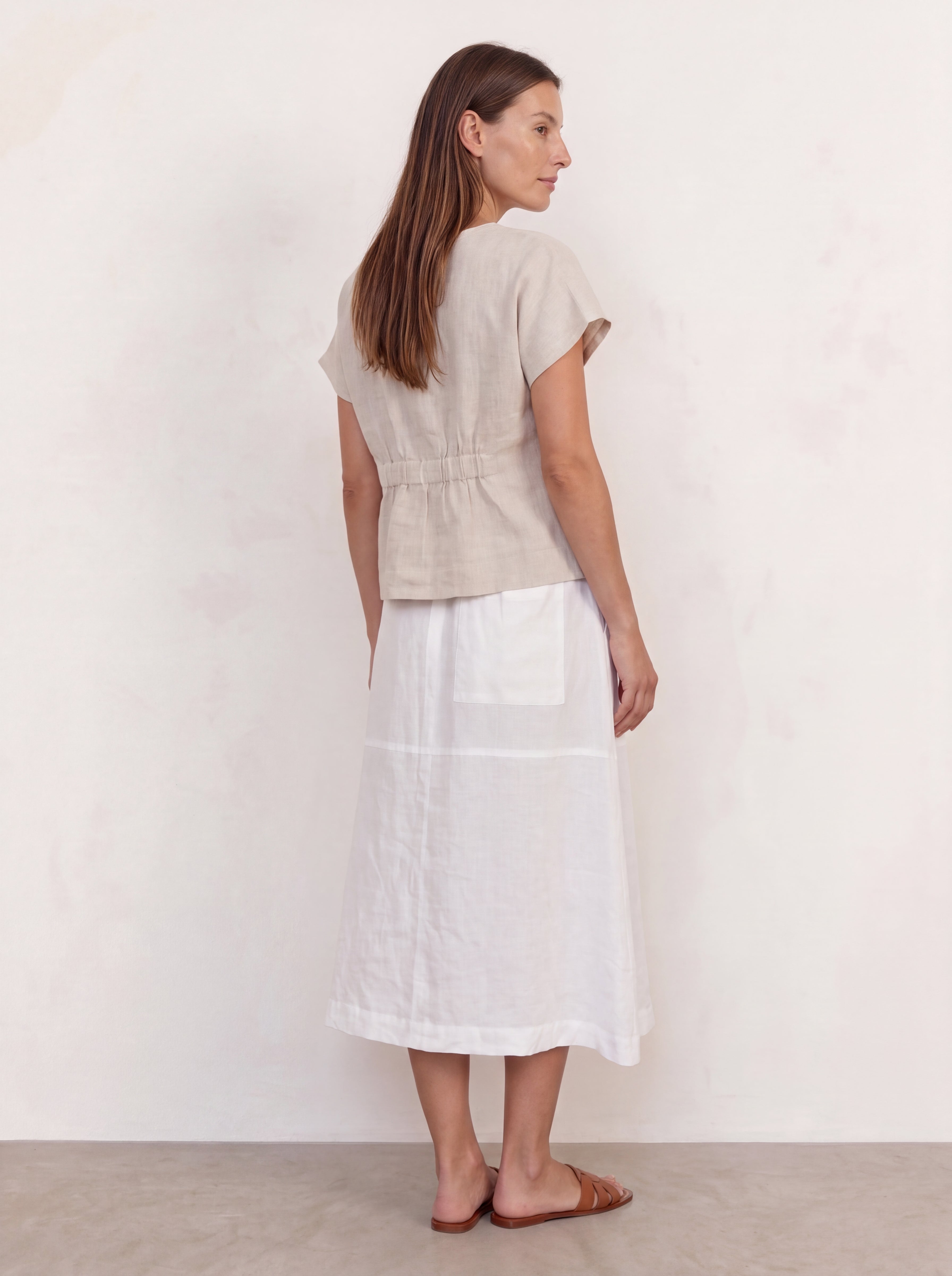 Soleil Linen Skirt Warm White