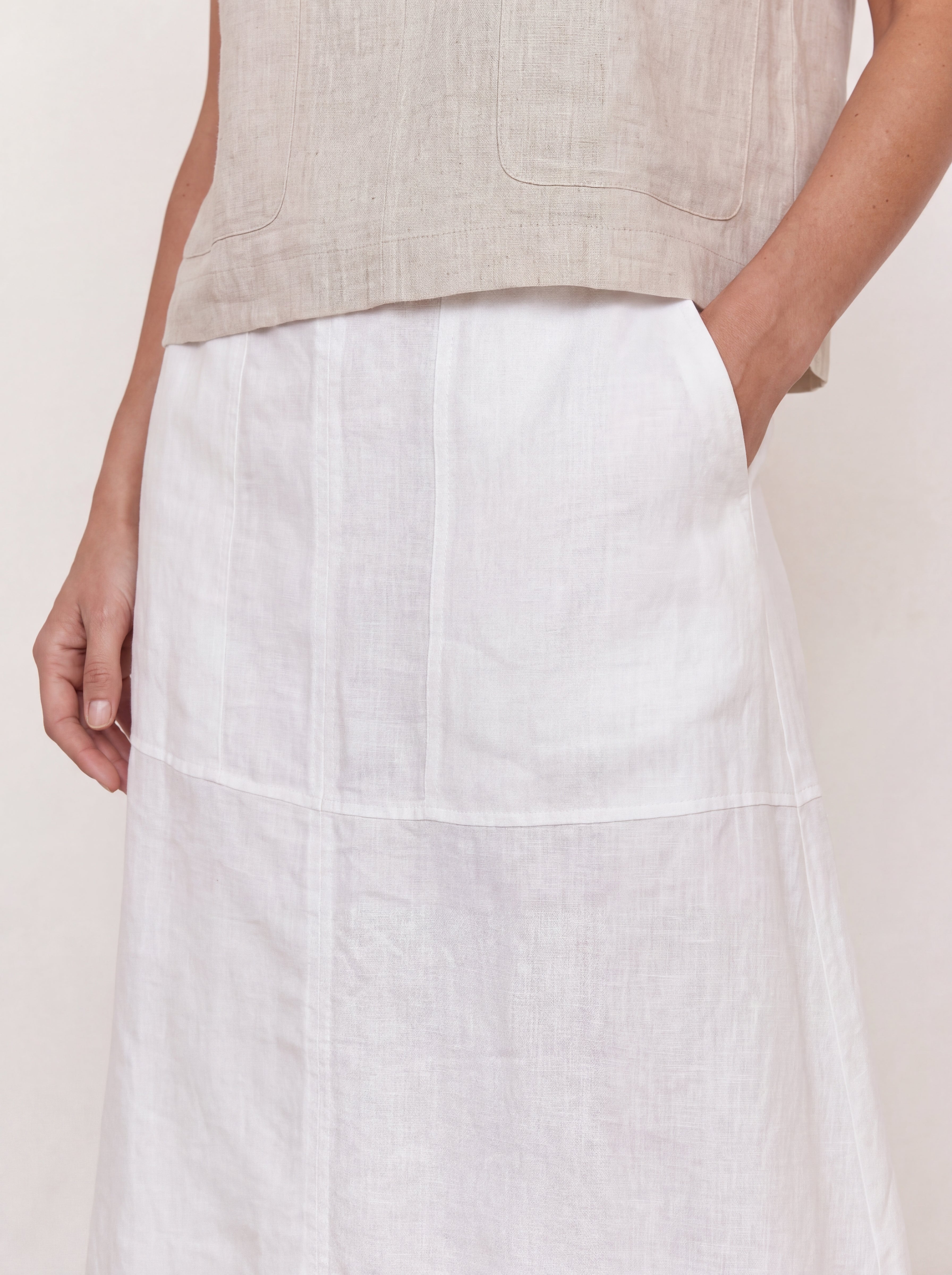 Soleil Linen Skirt Warm White