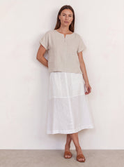 Soleil Linen Skirt Warm White