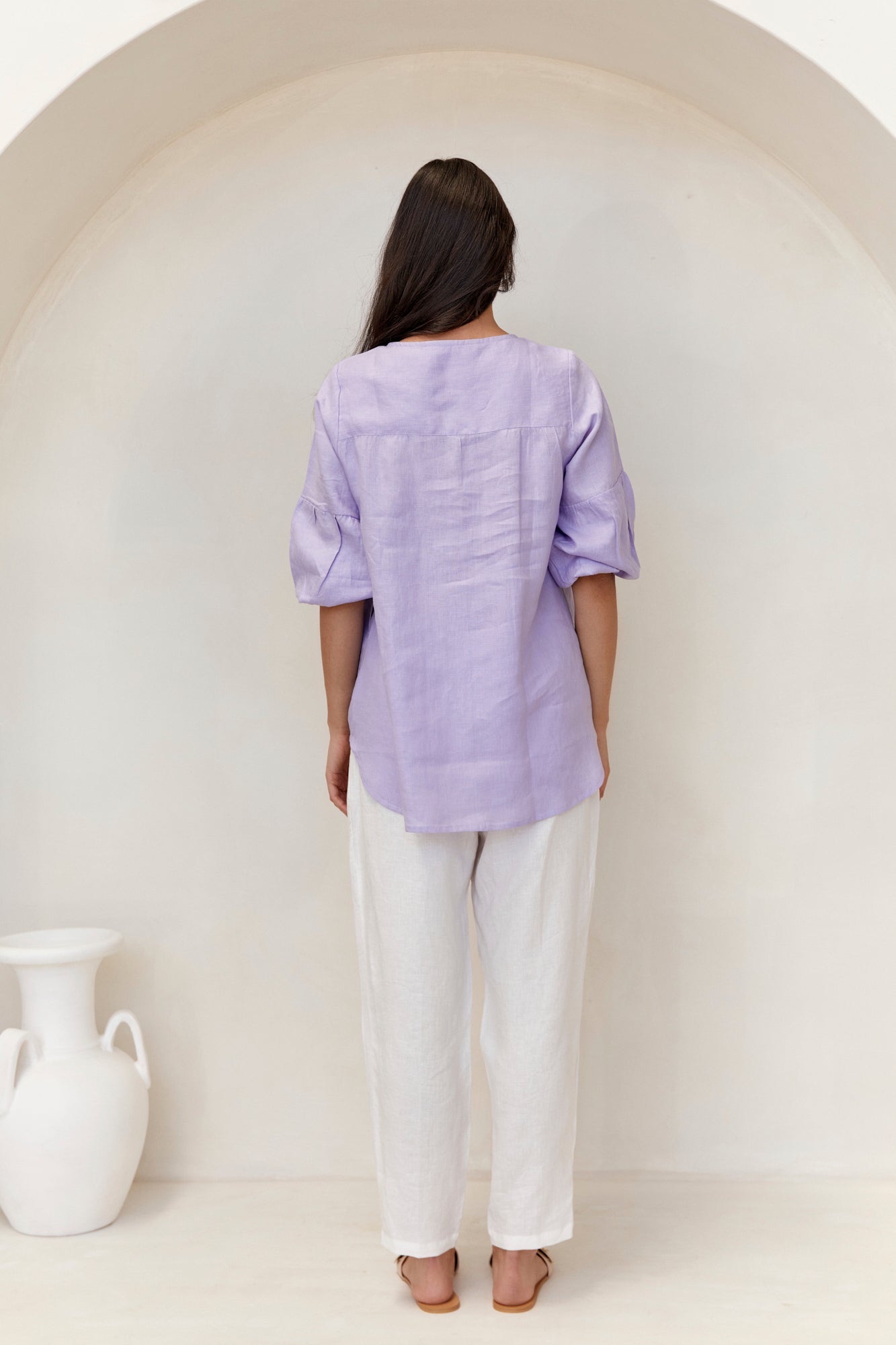 Clancy Linen Top Lilac