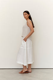 Soleil Linen Skirt Warm White