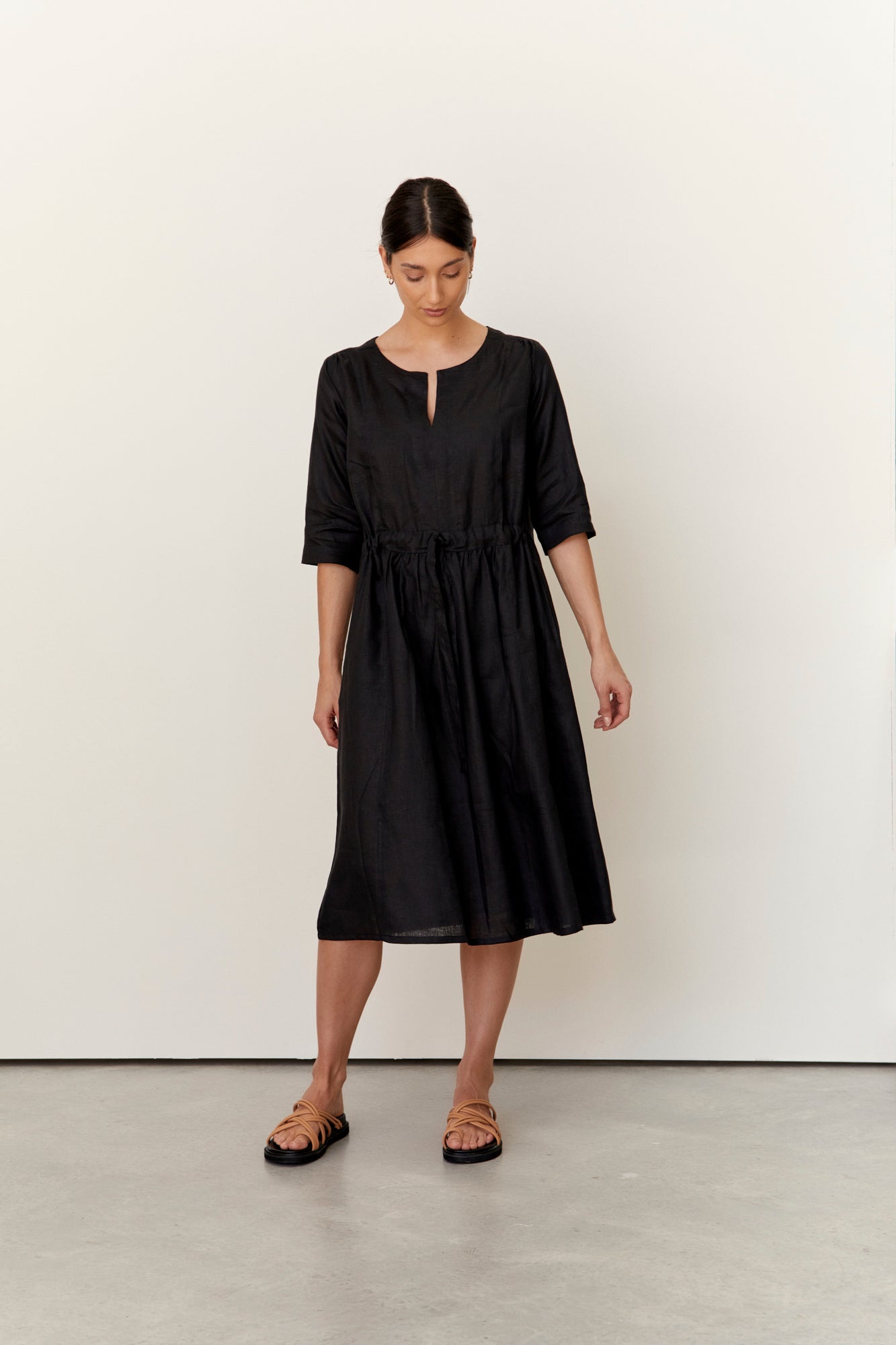 Nelle Linen Dress Black
