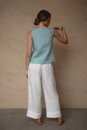 Shell Linen Top Sea